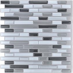 Art3d 12" x 12" Peel and Stick Tile Kitchen Backsplash Sticker Gray Brick (6 Tiles)
