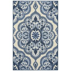 Maples Rugs Kitchen Rugs, [Made in USA][Vivian] 2'6 x 3'10 Non Slip Padded Small Area Rugs for Living Room, Bedroom, and Entryway - Blue