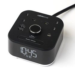 United Kingdom 220v Power - CubieTime Alarm Clock Charger w/ 2 USB-A Ports, 1 USB-C port and 2 (UK 220v) Power Outlets Charging Station
