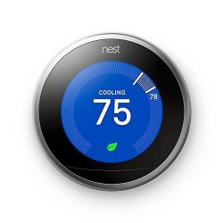 Nest Learning Thermostat, Easy Temperature Control for Every Room in Your House, Stainless Steel (Third Generation), Works with Alexa