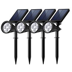 Litom Solar Spotlights, 4 LED Outdoor Landscape Lights 90°Adjustable Waterproof Security Lighting, 2-in-1 Auto On/Off Wall Lights for Lawn, Flag, Yard, Driveway, Garden (4 Pack)