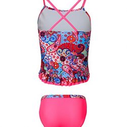 BELLOO Girl's Printing Tankini Sets Swimsuit, Ruffled Hem Two Pieces Bathing Suit,