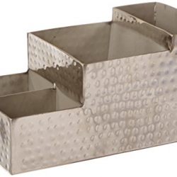 American Metalcraft HMBAR9 Hammered Stainless Steel Coffee Caddy, 4 Compartments, 8" x 4", Silver