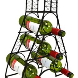 Wrought Iron Eiffel Tower French Design 4-Bottle Tabletop Wine Rack Metal Stand