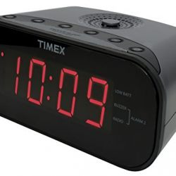 Timex T231GY AM/FM Dual Alarm Clock Radio with 1.2-Inch Red Display and Line-In Jack (Gunmetal)