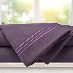 Mezzati Luxury Bed Sheet Set - Soft and Comfortable 1800 Prestige Collection - Brushed Microfiber Bedding (Purple, Twin XL Size)