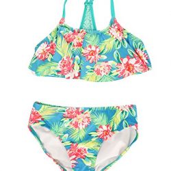BELLOO Big Girls Flounce Swimsuits Palm Two Piece Bikini Sets