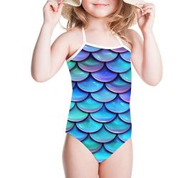 HUGS IDEA Little Girls One Piece Swimsuit Mermaid Scales Halter Bathing Suit Sport Swimwear
