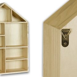 WALLNITURE House Shape Wooden Shadow Cubby Box Storage Natural Set of 2