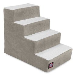 4 Step Portable Pet Stairs By Majestic Pet Products Villa Vintage Steps for Cats and Dogs Grey