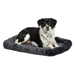 MidWest Deluxe Bolster Pet Bed for Dogs & Cats; Pet Bed Measures 24L x 18W x 2.25H Inches & Fits Standard 24"L Wire Dog Crate, Gray