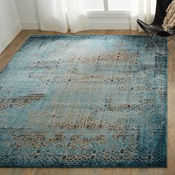 Nourison Karma Blu Rectangle Area Rug, 7-Feet 10-Inches by 10-Feet 6-Inches (7'10" x 10'6")