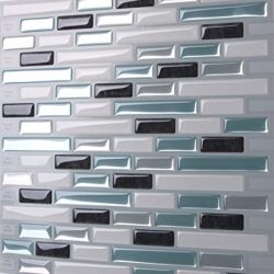 Tic Tac Tiles Anti-mold Peel and Stick Wall Tile in Como Marrone (10 Tiles)