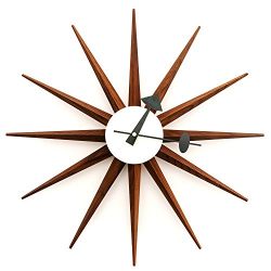 Kardiel George Nelson Sunburst Clock, Real Walnut
