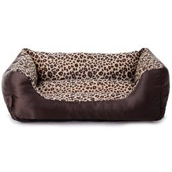 Echo Paths Comfortable Pet Bed Sleep Cozy Dog Cat Caves Beds for Pets Paw Printed Leopard M (22.817.75.5 inch)
