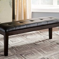 Ashley Furniture Signature Design - Haddigan Upholstered Dining Room Bench - Casual Tufted Seating - Dark Brown