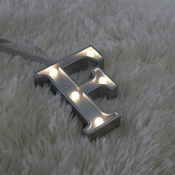 DELICORE Decorative 4.21" Tall Silver Color Small Marquee Alphabet Letter Lights, Light Up Letter Sign for Party Bar Wedding Birthday Decoration Wall Decor (F)