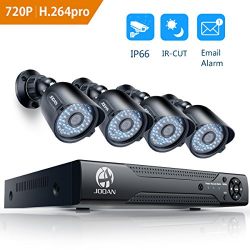 Security Camera System, JOOAN 8 Channel 1080N DVR 4x720P Pro HD-TVI Indoor/Outdoor IP66 Waterproof Bullet Cameras with IR Night Vision LEDs Home CCTV Video Surveillance Kits NO Hard Drive