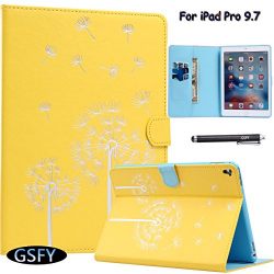 iPad Pro 9.7 Case, Newshine [Dandelion Design] Flip Folio Smart Stand Cover/Skin