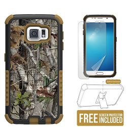 Galaxy S6 case, Beyond CellTM Tri Shield Phone Armor Case With Built-in Kickstand, Non Slip & Slim Case for Samsung Galaxy S6 - Autumn Camouflage - FREE HD Screen Protector