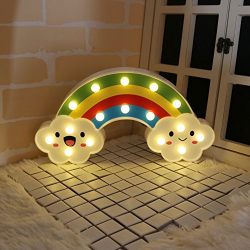 DELICORE Lighted Cute Rainbow Sign - Marquee Rainbow Night Lights - Home Decor Accents for Kids Baby Adults Bedroom ,Living Room Decor