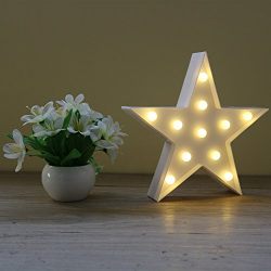 DELICORE Battery Operated Night Light LED Marquee Sign with Wireless Remote Control for Kids' Room, Bedroom, Gift, Party, Home Decorations(White Star)