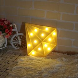 Decorative Marquee Sign Yellow Diamond LED Lights - Lighted Marquee Diamond Sign Perfect for Baby Room Bathroom Bedroom Hallway Kitchen - Warm White