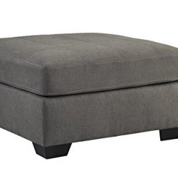 Benchcraft Maier Contemporary Oversized Accent Ottoman - Footrest or Table Alternative - Charcoal Gray