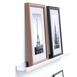 Wallniture Boston Contemporary Floating Wall Shelf - Picture Ledge for Frames Book Display White 46 Inch
