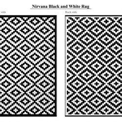 Green Decore Lightweight Outdoor Reversible Plastic Rug Nirvana, Black/White