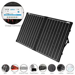 ACOPOWER 100W Foldable Solar Panel Kit, 12V Battery and Generator Ready Suitcase with Charge Controller
