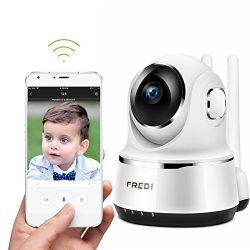FREDI Wireless Baby Monitor Security IP Home 720p Wifi Camera with Two-Way function,Infrared Night Vision,Pan Tilt,P2P Wps Ir-Cut Nanny ip Camera Motion Detection Support 128GB sd card(not include)