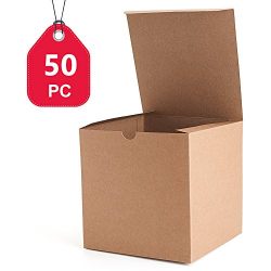 MESHA® Kraft Brown Boxes 50 Pack 6 x 6 x 6 Inches, Paper Gift Boxes with Lids for Gifts, Mugs, Cupcake Boxes