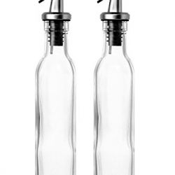 Set of 2 - Oil and Vinegar Cruet Glass Bottles with Dispensers 250ml by Juvale