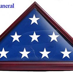 DisplayGifts 5' X 9. 5' Flag Display Case For Veteran, Memorial Flag-Beveled Base For Nameplate, Cherry Finish, SOLID WOOD FC06 (Cherry, For 5'X9. 5' Flag)