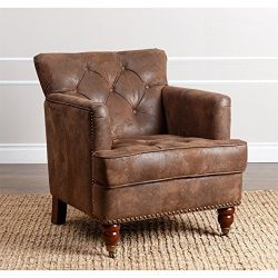 Abbyson Living Misha Tufted Fabric Accent Chair in Antique Brown