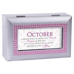 Cottage Garden October Elegance Special You Birthstone Silver Petite Jewelry Music Box Plays Tune How Great Thou Art
