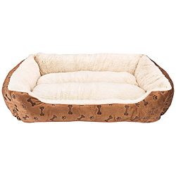 Rectangle Pet Bed with Dog Paw Printing (25" x 21")