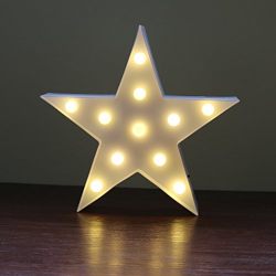 DELICORE Battery Operated Night Light LED Marquee Sign with Wireless Remote Control for Kids' Room, Bedroom, Gift, Party, Home Decorations(White Star)
