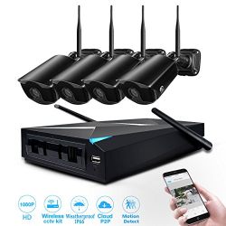 Wireless Security Camera, JOOAN System 4 Channel 1080p Video Recorder CCTV NVR 4 x 2.0MP Wifi Outdoor Network IP Cameras Good Night Vision