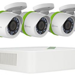EZVIZ TRIPLE HD 3MP Outdoor Surveillance System, 4 Weatherproof HD Security Cameras, 4 Channel 1TB DVR Storage, 100ft Night Vision, Customizable Motion Detection