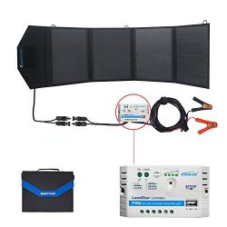 ACOPOWER 12v 50W Portable Solar Charger Foldable Waterproof Solar Panel Kit & 5A Charge Controller USB 5V Output For Cell Phone