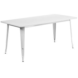 Flash Furniture 31.5'' x 63'' Rectangular White Metal Indoor-Outdoor Table