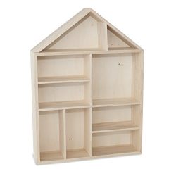 WALLNITURE House Shape Wooden Shadow Cubby Box Storage Natural Set of 2