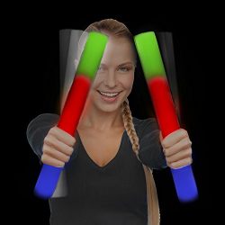 Fun Central 24 Pack LED Foam Stick Baton- Multi-color Light Up Baton, Foam Sticks, LED Sticks, Foam Baton, for Parties, Festivals, Sports, Concerts, Birthday and More!