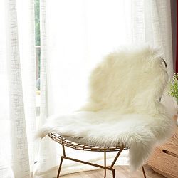 Carvapet Luxury Soft Faux Sheepskin Chair Cover Seat Cushion Pad Plush Fur Area Rugs for Bedroom