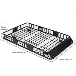 64" Black Universal Roof Rack Cargo Carrier w/ Extension Luggage Hold Basket SUV