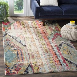 Safavieh Monaco Collection Modern Bohemian Multicolored Distressed Area Rug (3' x 5')