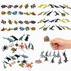 Fun Central Sea Animal Figure Party Pack Assorted Pack of 4 Dozens– 12 Pieces Shark Toys, 12 Pieces Ocean Sea Animals, 12 Pieces Whale and Shark Toy Figures and 12 Pieces Tropical Fishes