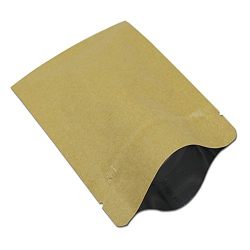5.5mil Kraft Paper Inner Mylar Foil Ziolock Bag with Tear Notches Heat Sealable Resealable Pouch Smell Proof Spice Coffee Jerky Long Term Food Storage Bag (100, 3.1x4.3 inch (8x11cm))